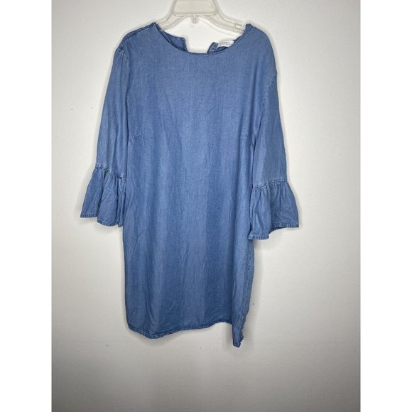 Zara Dresses & Skirts - Zara Woman Blue Sheath Dress Women Size L Bell Sleeve Premuin Denim Collection